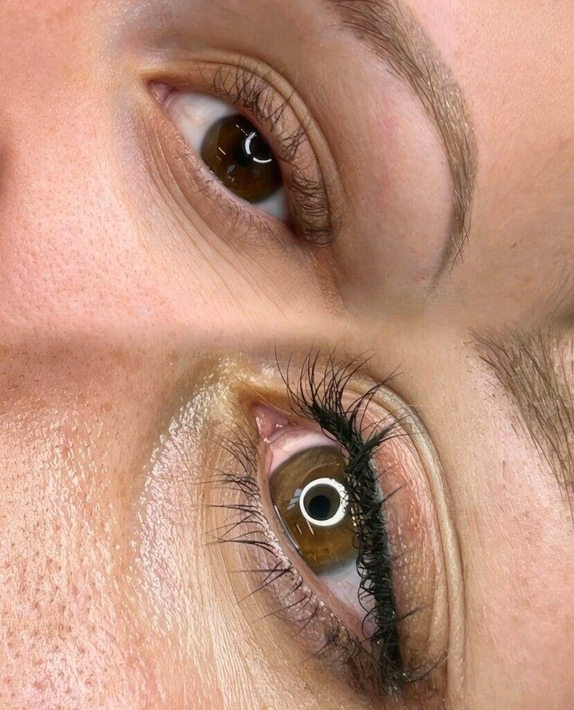 A woman's eyes transformed with eyelash extensions.