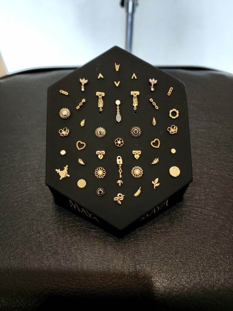 A black box embellished with gold studs.